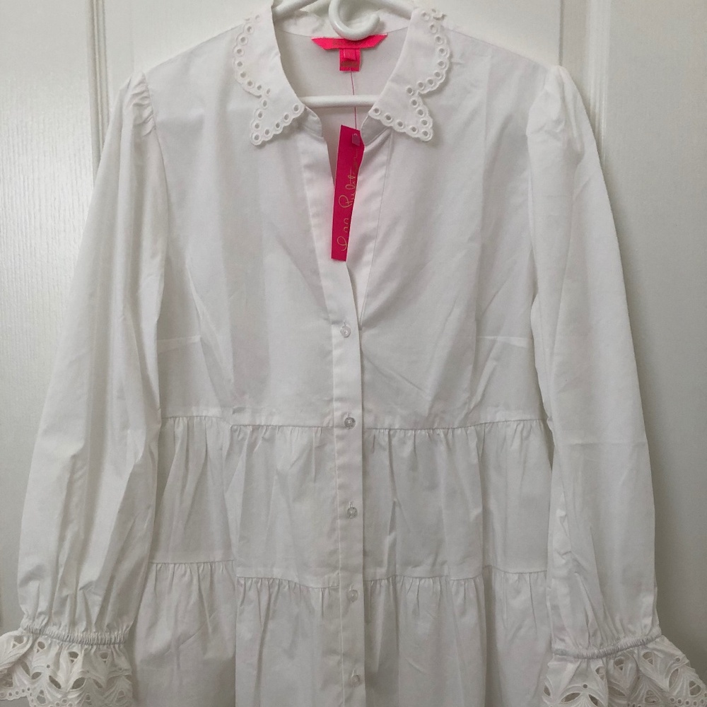 Lilly Pulitzer Kenna Cotton Blouse NWT Size Large Lightweight Resort Top - Picture 1 of 8